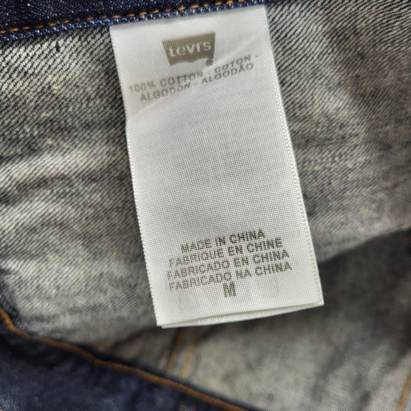 Levis Mens Jean Jacket Dark Blue Medium with Motorhead Patch Sewn on Back - Picture 5 of 7